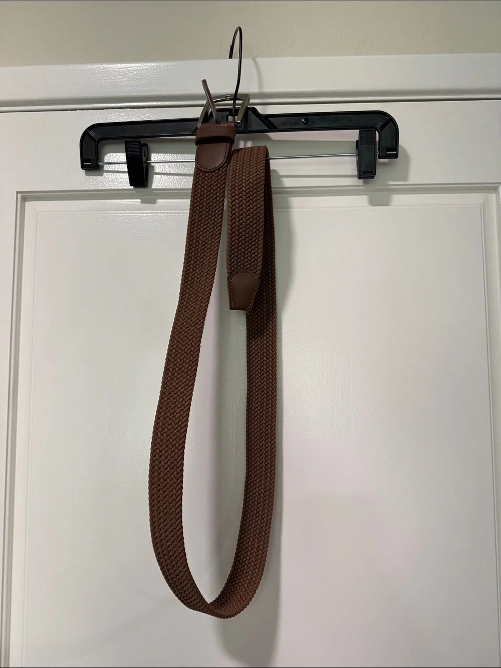 Men's Brown Braided Stretch Belt with Leather Accents